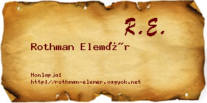 Rothman Elemér névjegykártya